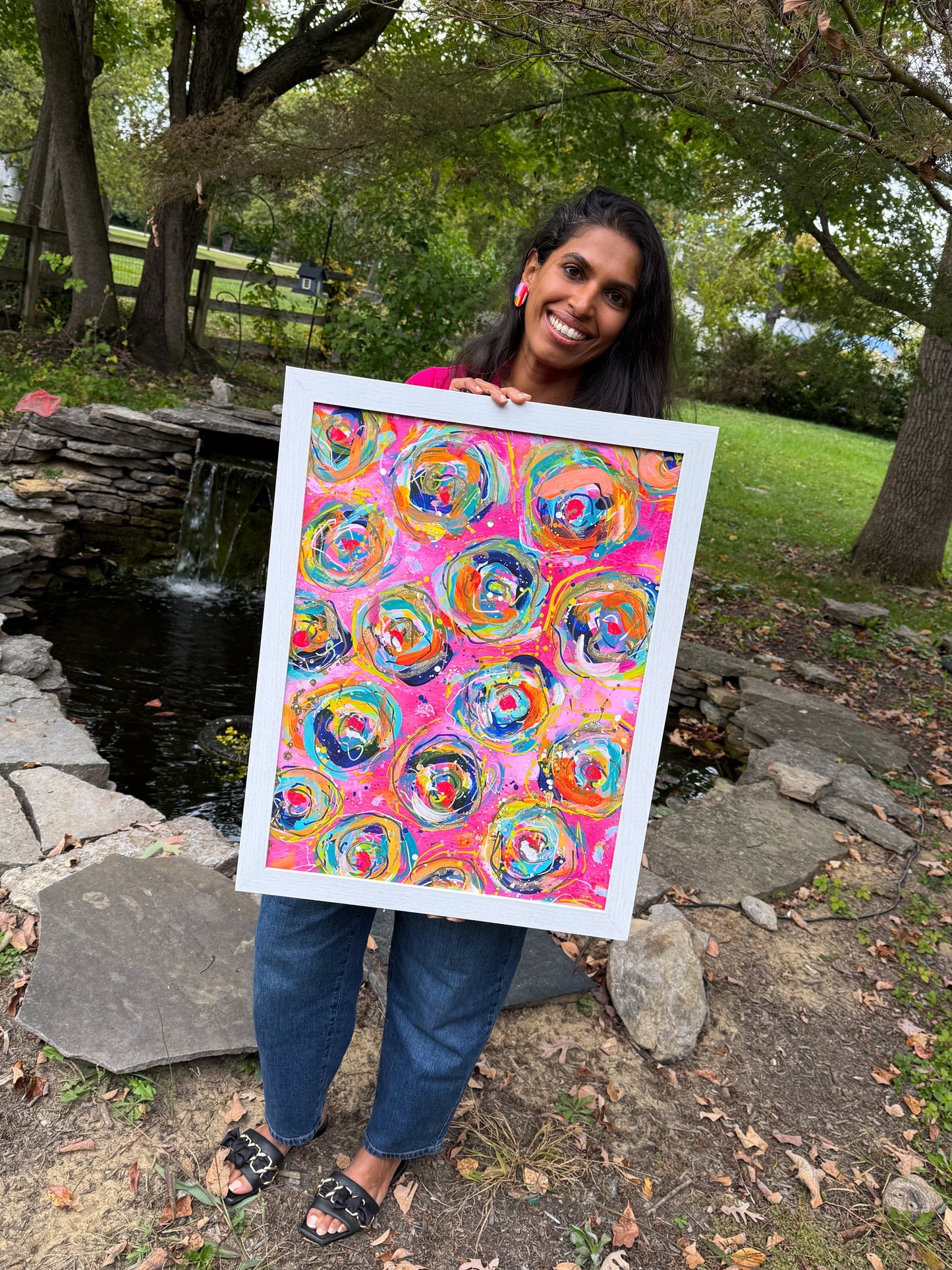 Framed Print - Abstract Pink Florals