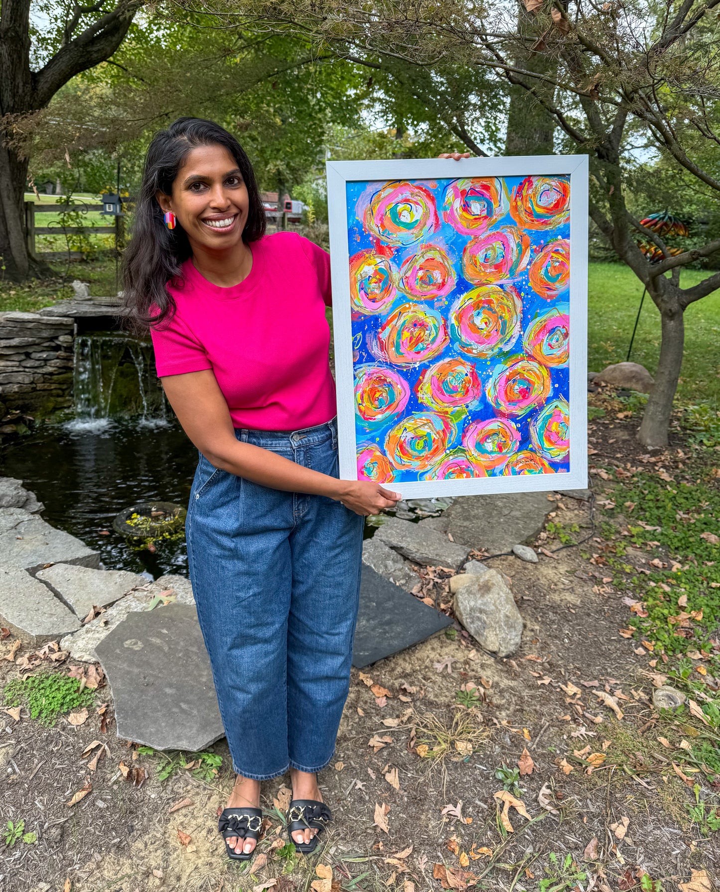 Framed Print - Abstract Blue Florals