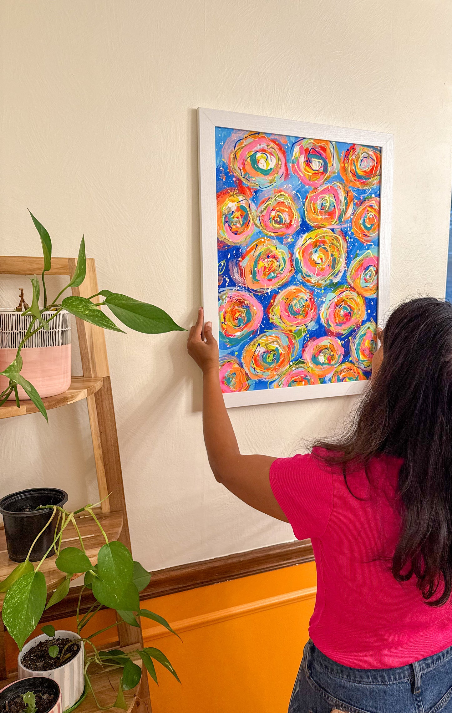 Framed Print - Abstract Blue Florals