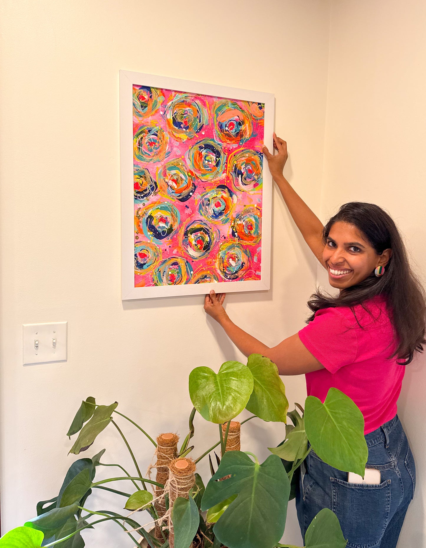 Framed Print - Abstract Pink Florals