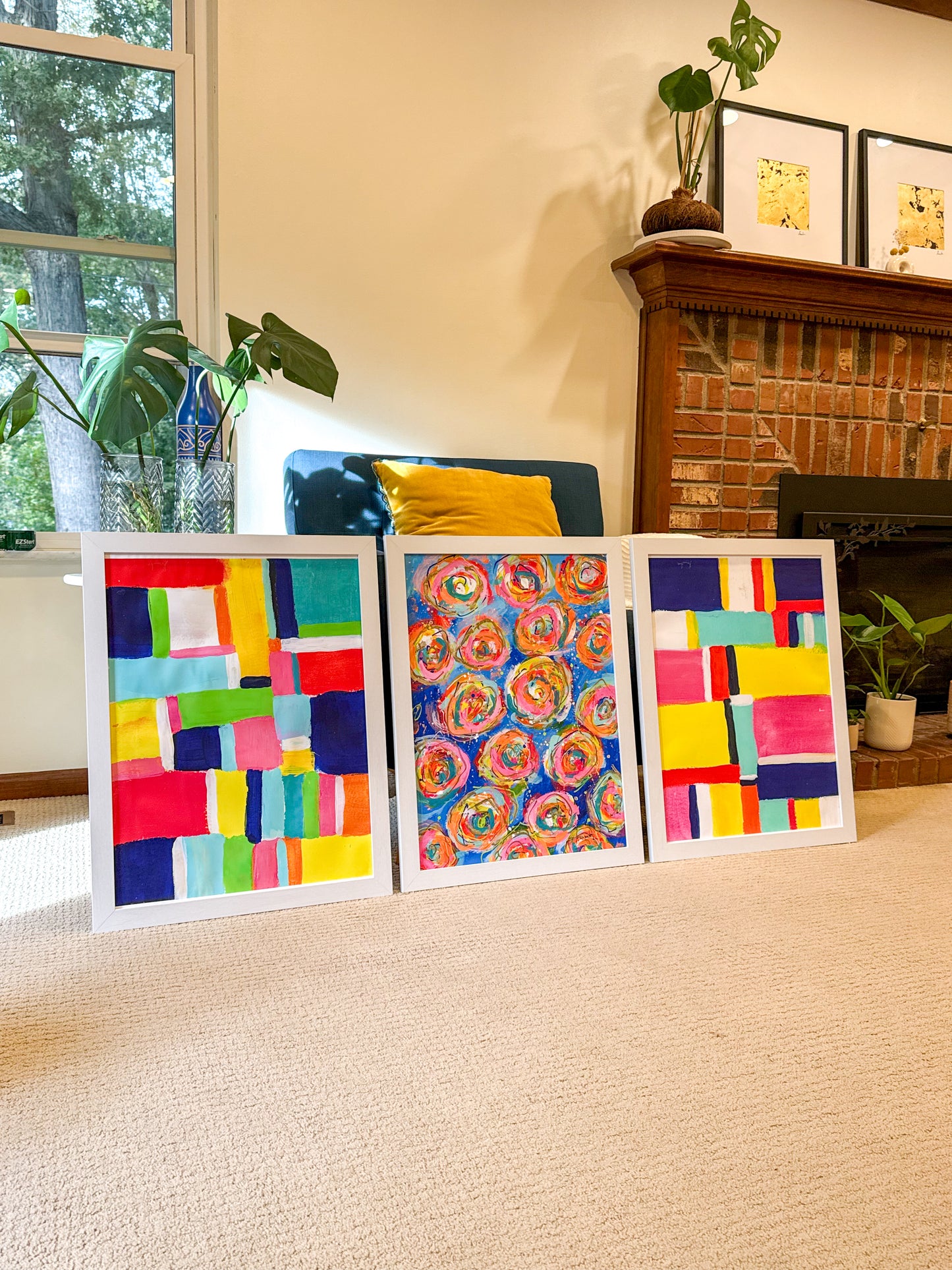 Framed Print - Abstract Blue Florals