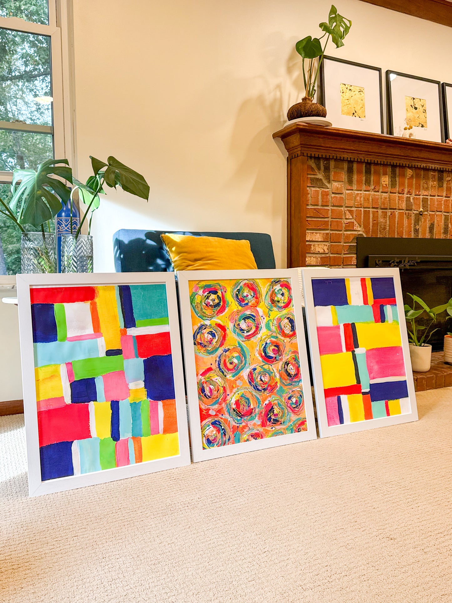 Framed Print - Abstract Yellow Orange Florals